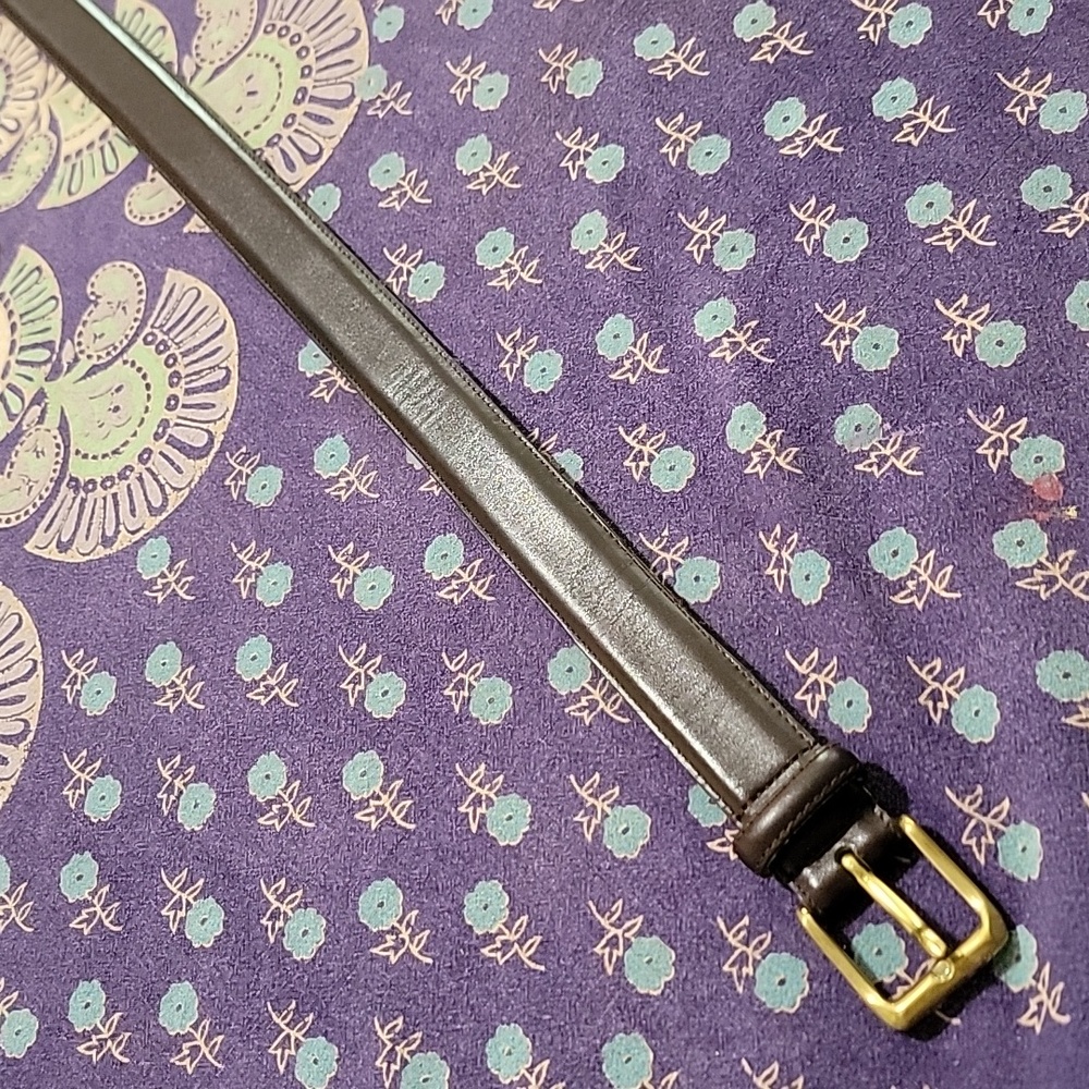 Coach Dark Leather Belt with Brass Buckle